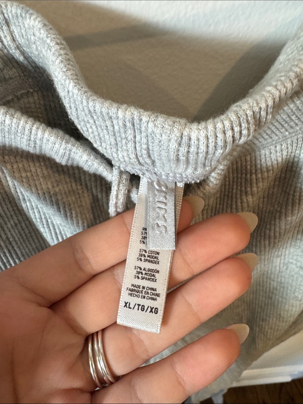 SKIMS Light Gray Ribbed Track Pants - Picture 2 of 3